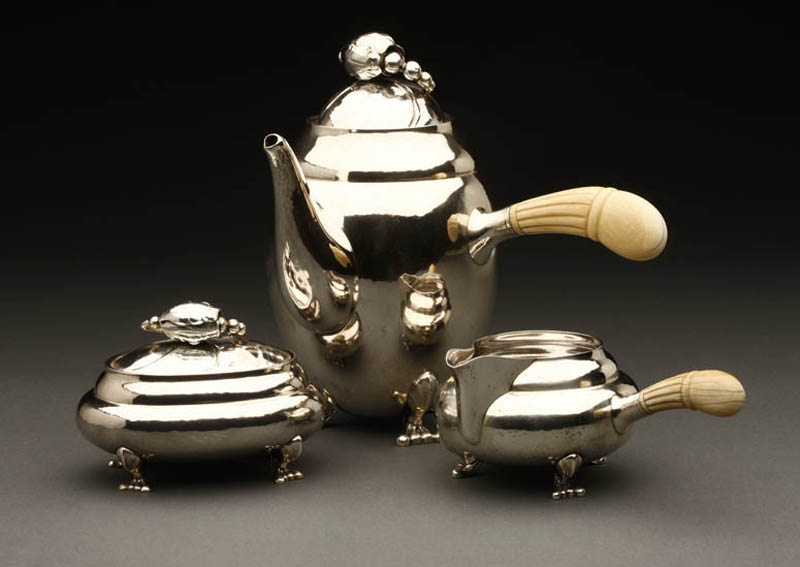 Appraisal: A Georg Jensen 'Blossom' sterling coffee service A Georg Jensen