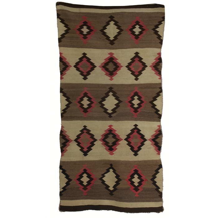 Appraisal: Navajo rug c serrated geometric pattern in red brown and