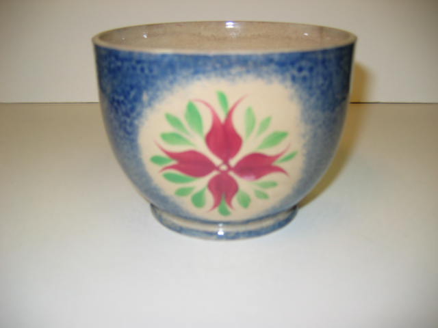 Appraisal: ENGLISH SPATTERWARE Blue spatter sugar bowl having cluster of buds