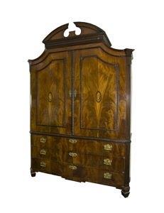 Appraisal: A late th Century Dutch mahogany cabinet the broken arch