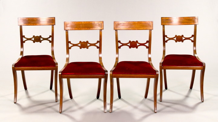 Appraisal: Suite of Four Classical-Style Mahogany Dining Chairs each with a