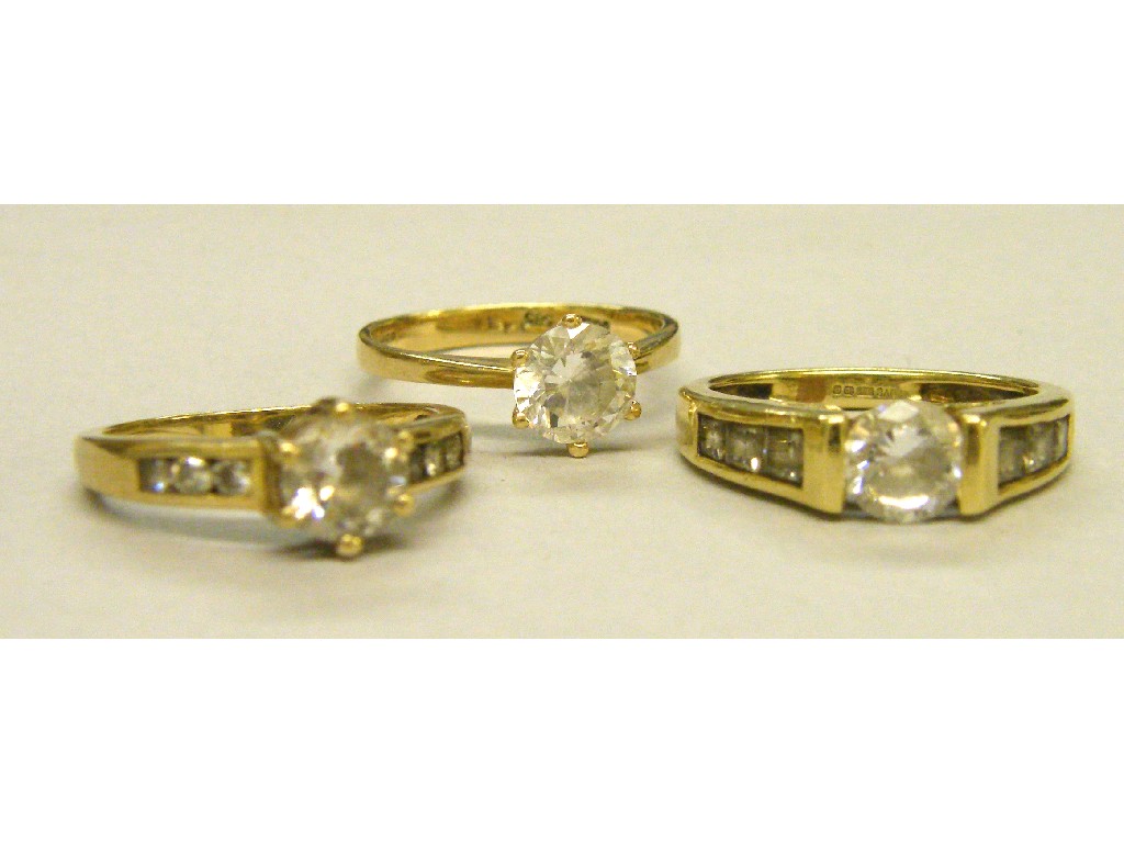 Appraisal: Three ct cz rings gm