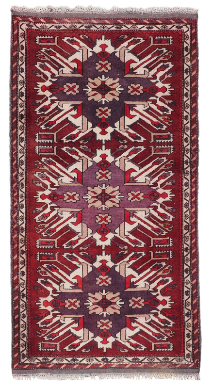 Appraisal: APPROX - YR OLD TURKISH ''EAGLE KAZAK'' HAND KNOTTED WOOL