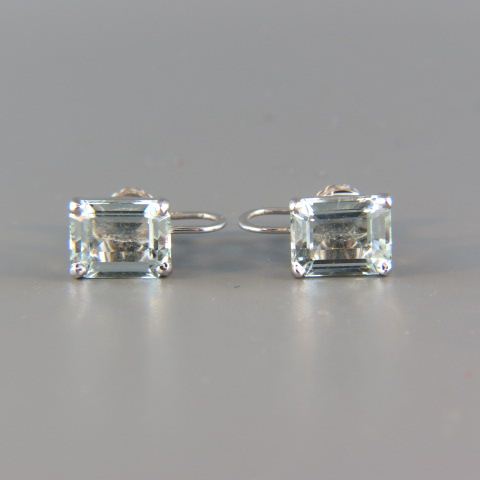 Appraisal: Aquamarine Earrings emerald cut gems totaling carats in k white