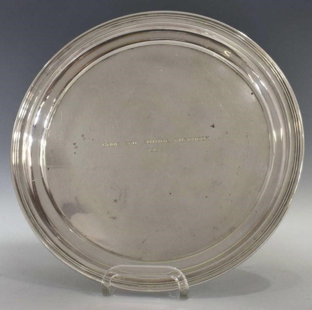 Appraisal: American Gorham Puritan sterling silver round tray with reeded border