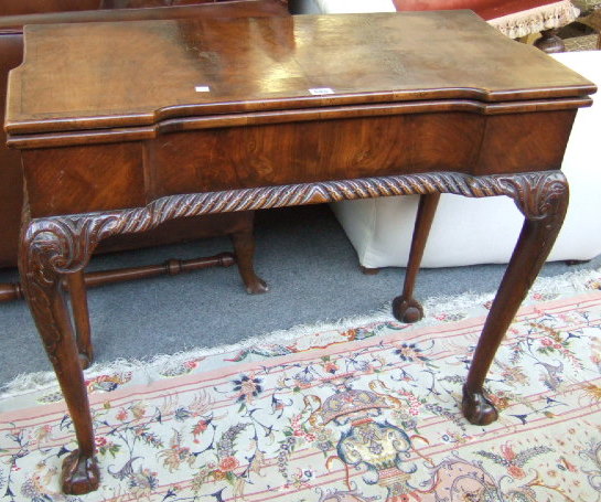 Appraisal: A mid th century style inverted breakfront foldover card table