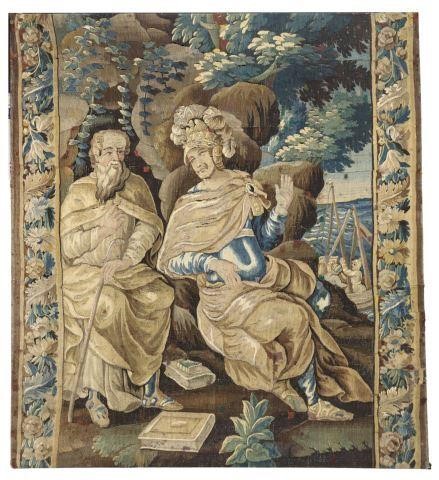 Appraisal: Aubusson hand-woven tapestry th c possibly after a cartoon by