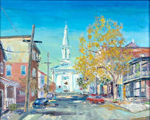 Appraisal: William Jachwak American b Lambertville Fall Oil on canvas silver