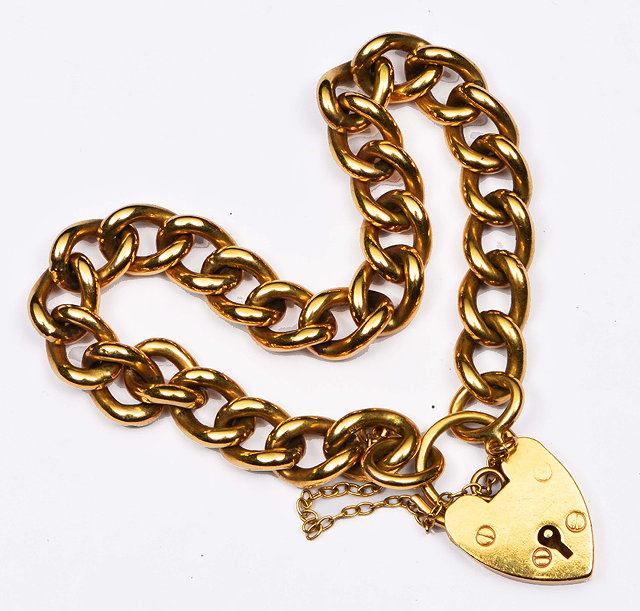 Appraisal: ct gold braceletof chain link form with padlock clasp grams