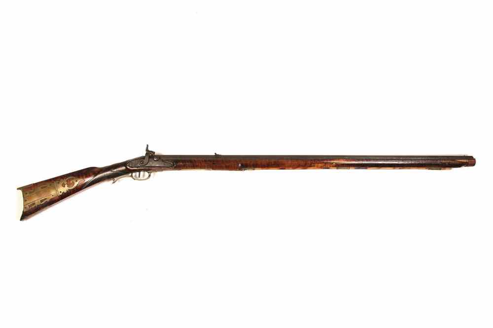 Appraisal: LONG RIFLE - th c percussion fired octagonal barrel long