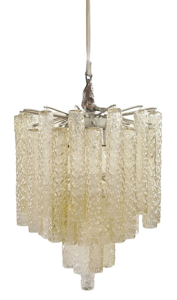 Appraisal: Venini Murano Four-Tier Hanging Light having eight bulbs along with