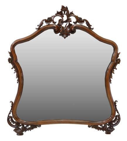 Appraisal: Louis XV style walnut mirror th c foliate carved crest