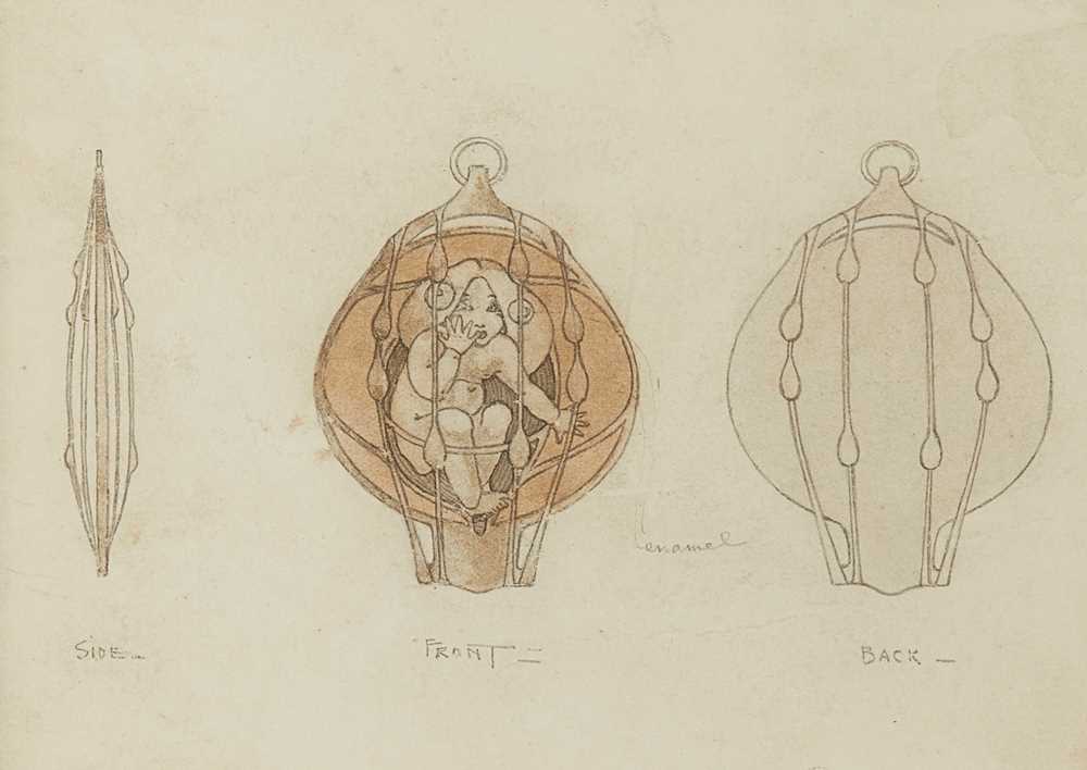 Appraisal: FRANCES MACDONALD MCNAIR - DESIGN FOR A PENDANT CIRCA -