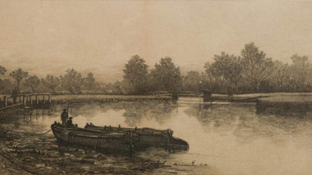 Appraisal: EDWARD BURROW THE FIRST LOCK ON THE MEDWAY etching signed