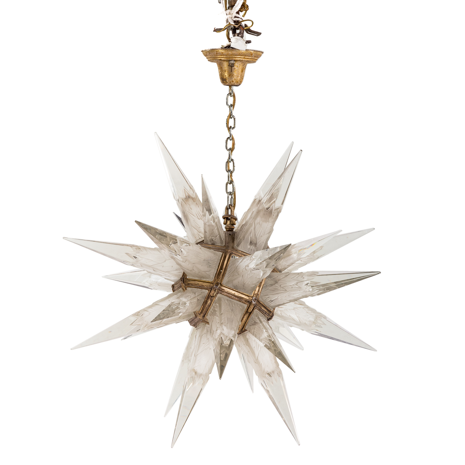 Appraisal: CHARLES J WEINSTEIN GLASS STAR CHANDELIER Dated hanging partially frosted