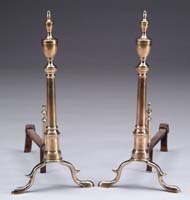 Appraisal: FINE PAIR OF FEDERAL BELL METAL DOUBLE URN TOP ANDIRONS