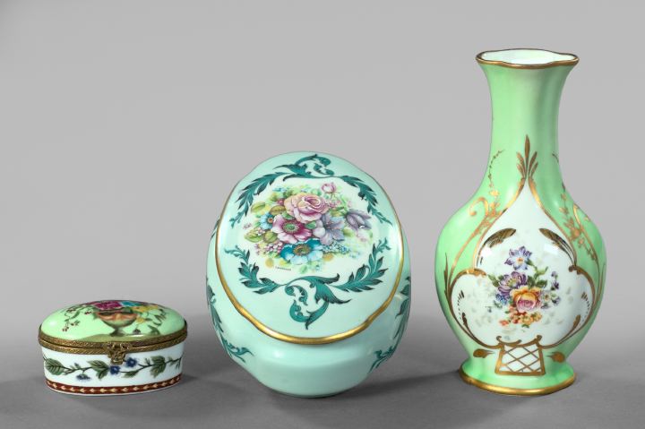 Appraisal: Three-Piece Group of Limoges Porcelain consisting of a polychromed and