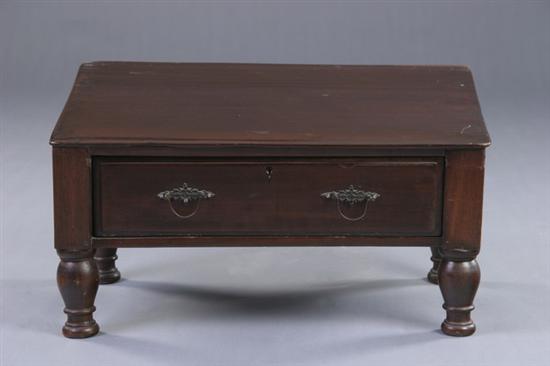 Appraisal: AMERICAN SLANT-TOP LAP DESK th century mahogany Rectangular top over