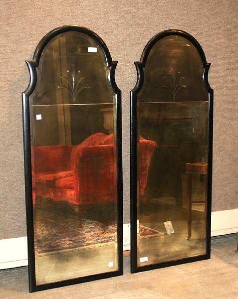 Appraisal: A pair of Queen Anne style walnut mirrors height ft