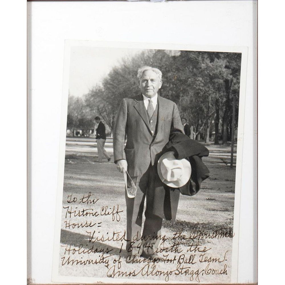 Appraisal: Amos Alonzo Stagg Original autographed inscribed photograph Size x Condition