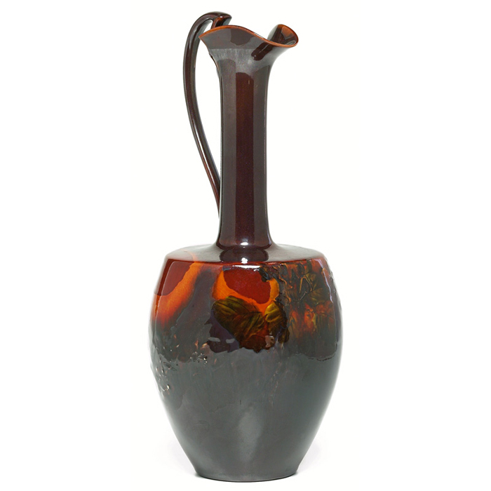 Appraisal: Rookwood handled vessel Tiger Eye glaze over a cherry blossom