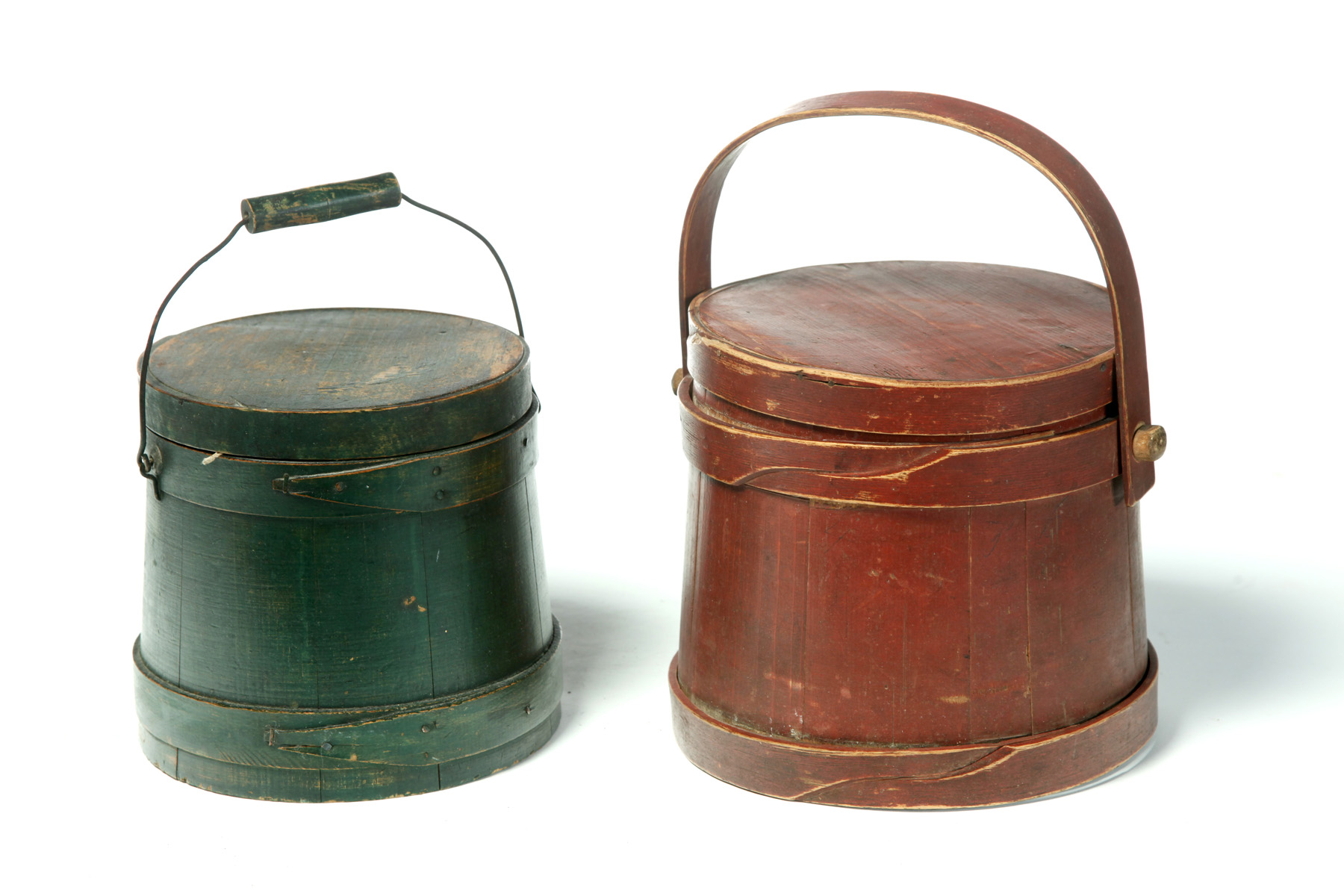 Appraisal: TWO AMERICAN SUGAR BUCKETS Second half- th century Stave construction