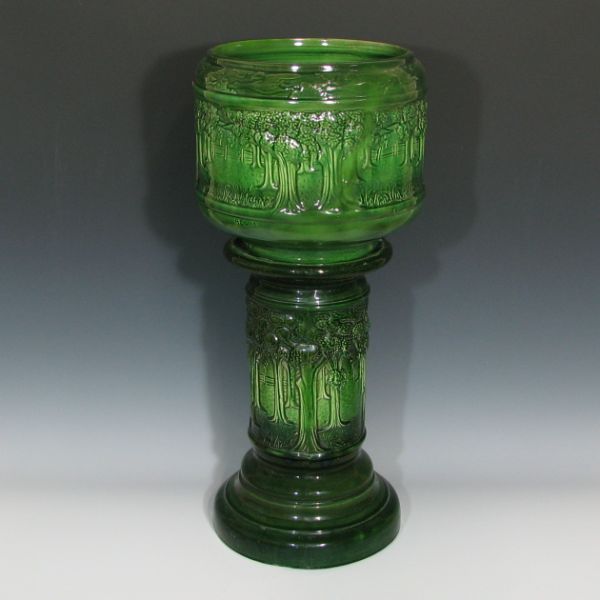 Appraisal: Brush McCoy Woodland jardiniere and pedestal Signed A Cusick Wear