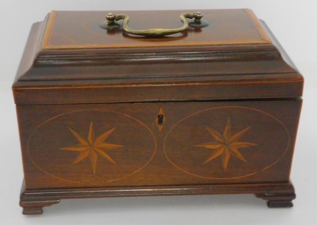 Appraisal: TH CENTURY ENGLISH TRIPLE TEA CADDY MAHOGANYcase restored Mahogany case