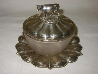 Appraisal: A VICTORIAN FROSTED GLASS BUTTER DISH of circular form the