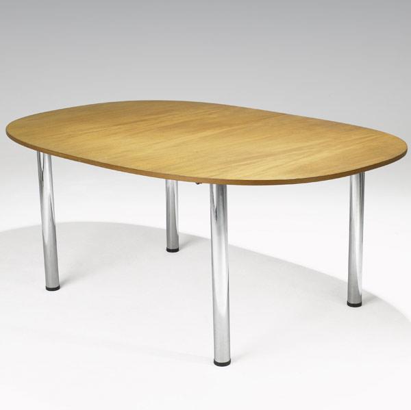 Appraisal: PIET HEIN Attr Dining table in teak and chromed steel