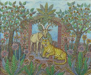 Appraisal: Painting Jan Plaskocinski Jan Plaskocinski Polish - Antelope and Tiger