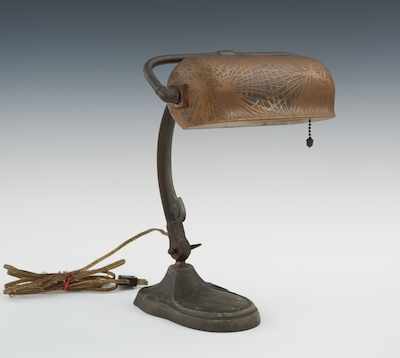 Appraisal: A Signed Handel Desk Lamp Metal base with applied patina