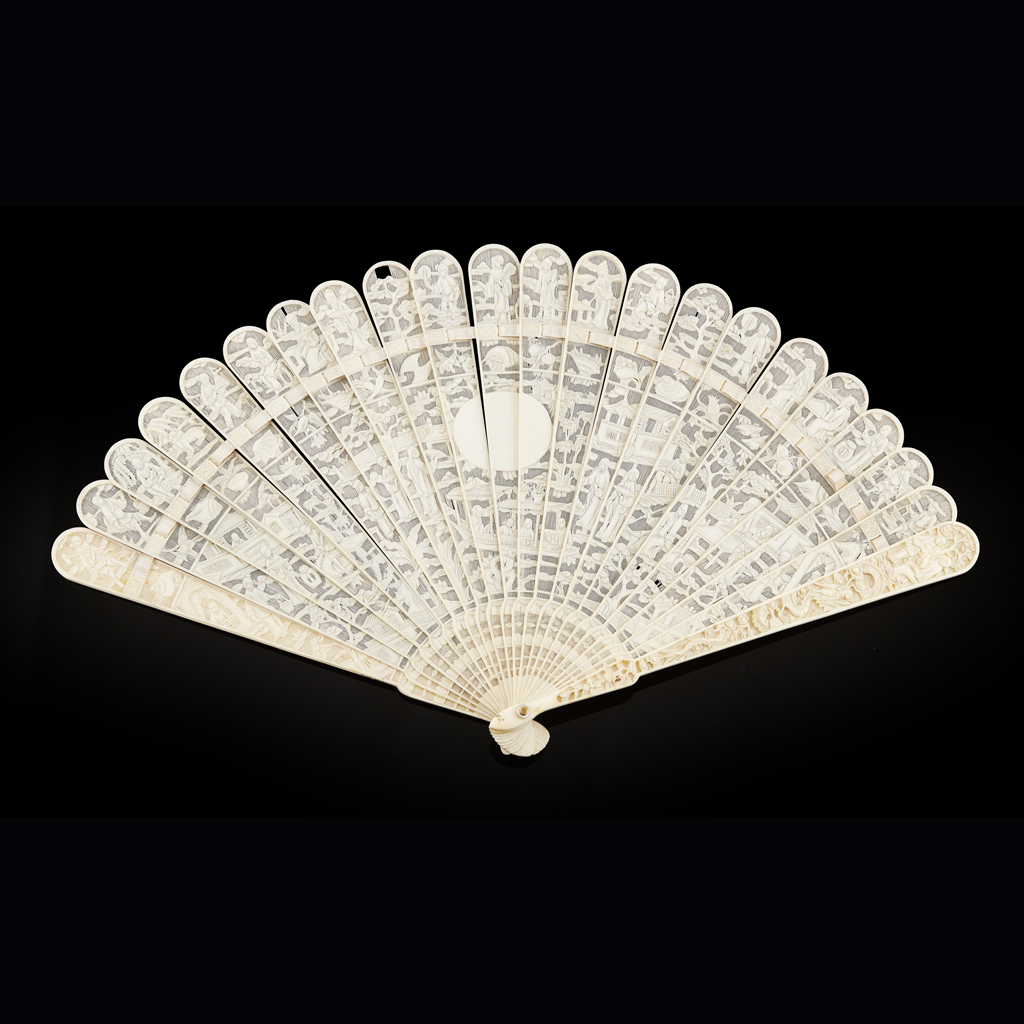 Appraisal: YCANTON CARVED IVORY BRIS FAN LATE TH EARLY TH CENTURY