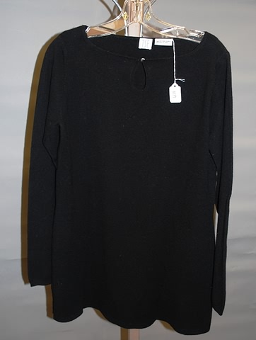 Appraisal: TSE black cashmere flared keyhole neck long hip vented Size