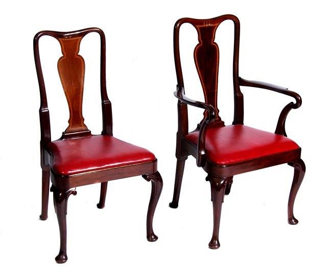 Appraisal: A SET OF SIX TH CENTURY STYLE MAHOGANY DINING CHAIRS