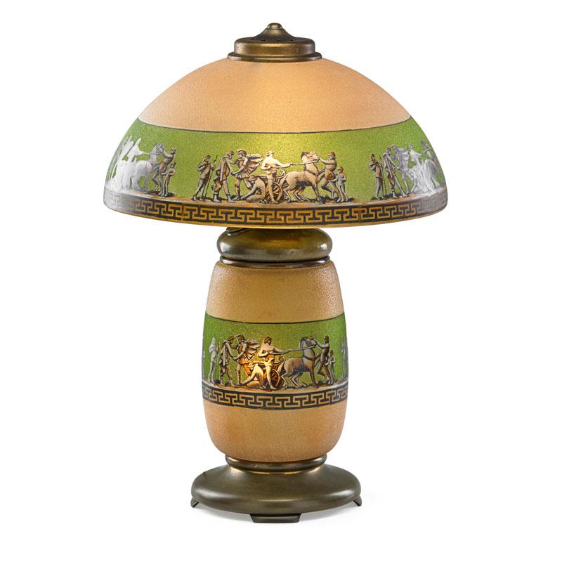 Appraisal: PITTSBURGH Grecian table lamp Condition Report Overall excellent original condition