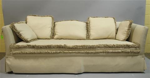 Appraisal: MODERN BAKER UPHOLSTERED SOFA th century the tight padded back