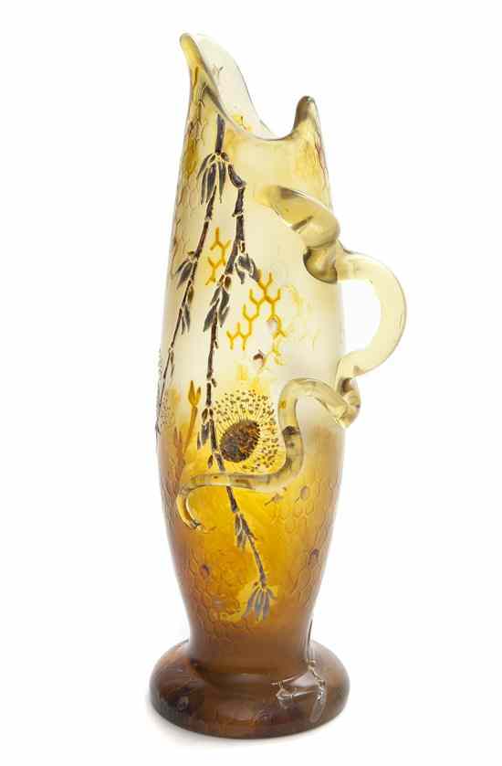 Appraisal: An Early Galle Cameo Glass Ewer of baluster form with