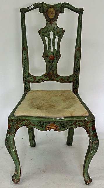 Appraisal: A TH CENTURY CONTINENTAL SIDE CHAIR the blue painted gesso