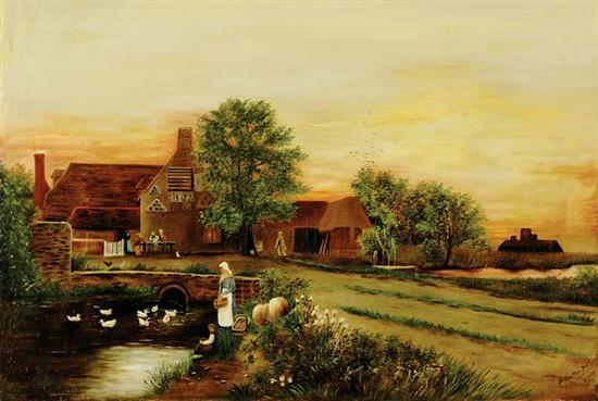 Appraisal: Hilda Rondell British th century COTTAGE SCENE oil on canvas