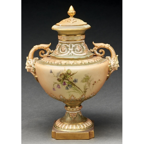 Appraisal: A Royal Worcester vase and cover printed and painted with