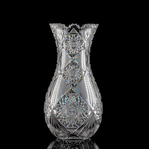 Appraisal: A Brilliant-Period Cut Glass Baluster Vase Height inches Property from