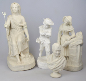 Appraisal: Four th century Parian ware figures - Britannia cm 'Winter'