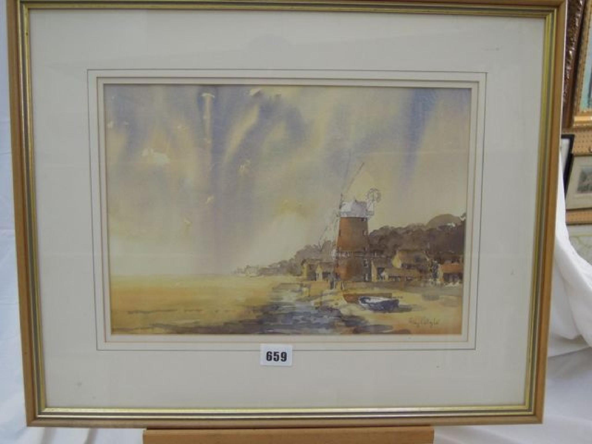 Appraisal: A watercolour by Mary Callagher showing a coastal landscape with