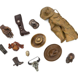 Appraisal: A Group of Eleven Miniature Bronze Western Objects th th