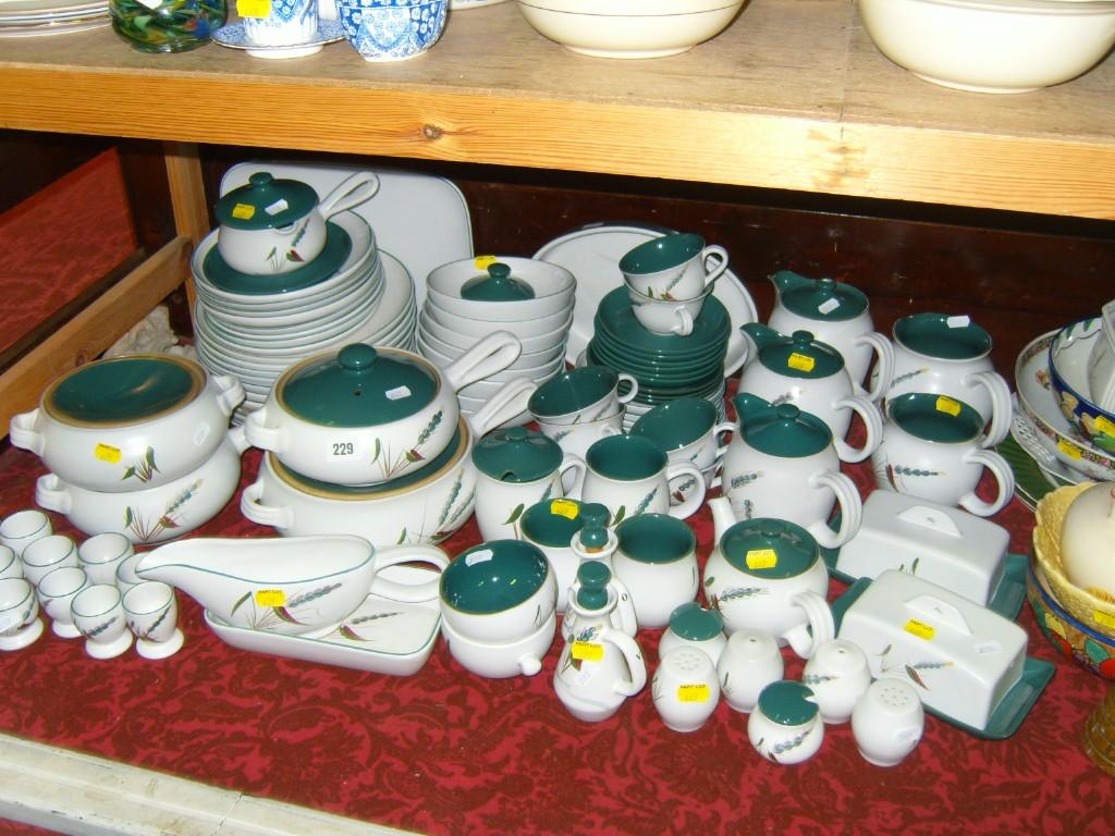 Appraisal: An extensive collection of Denby Green Wheat pattern dinner and