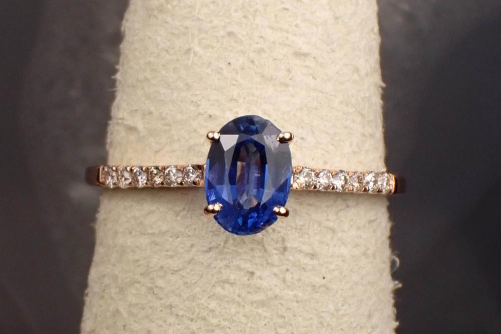 Appraisal: KYANITE DIAMOND AND FOURTEEN KARAT GOLD RING The rose gold