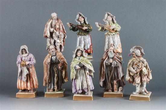 Appraisal: Eight German porcelain figures of renaissance era villagers early th