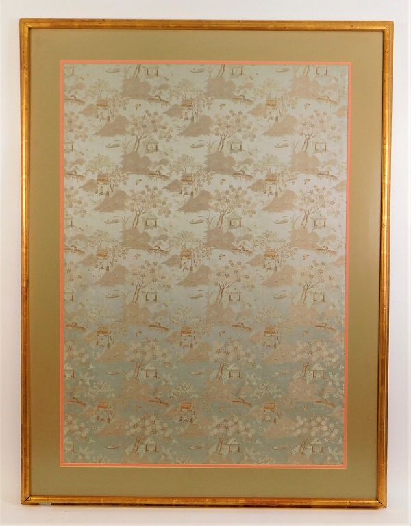 Appraisal: Japanese Embroidered Silk Textile Panel Japan Edo Period Pink peach