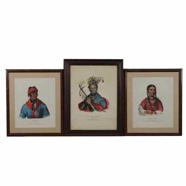 Appraisal: McKenney Hall Indian Lithographs A group of three all published